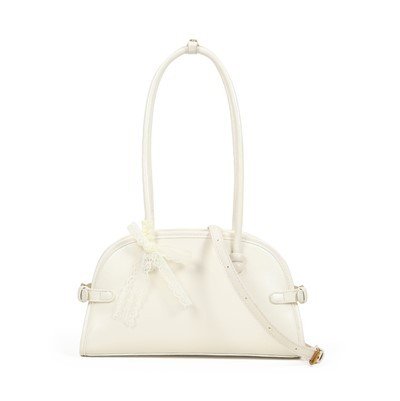 Elegante Crescent-Tasche aus -weißem Leder